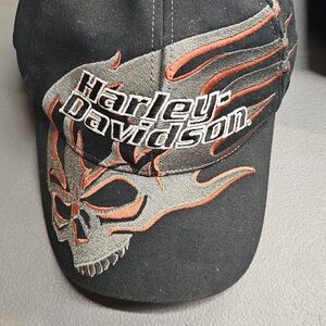 Harley-Davidson Black Cap with Flame Skull Design